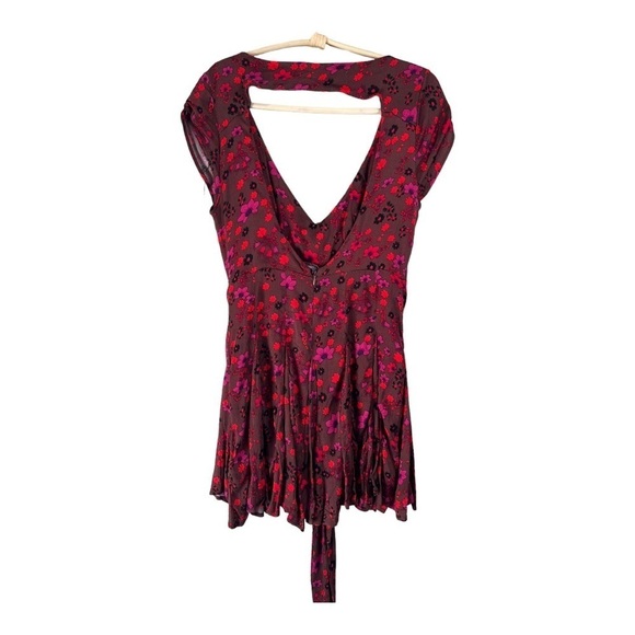 FREE PEOPLE It Takes Two Crossover Woven Skater Dress In Plum Combo Size XS NWOT - Picture 8 of 15